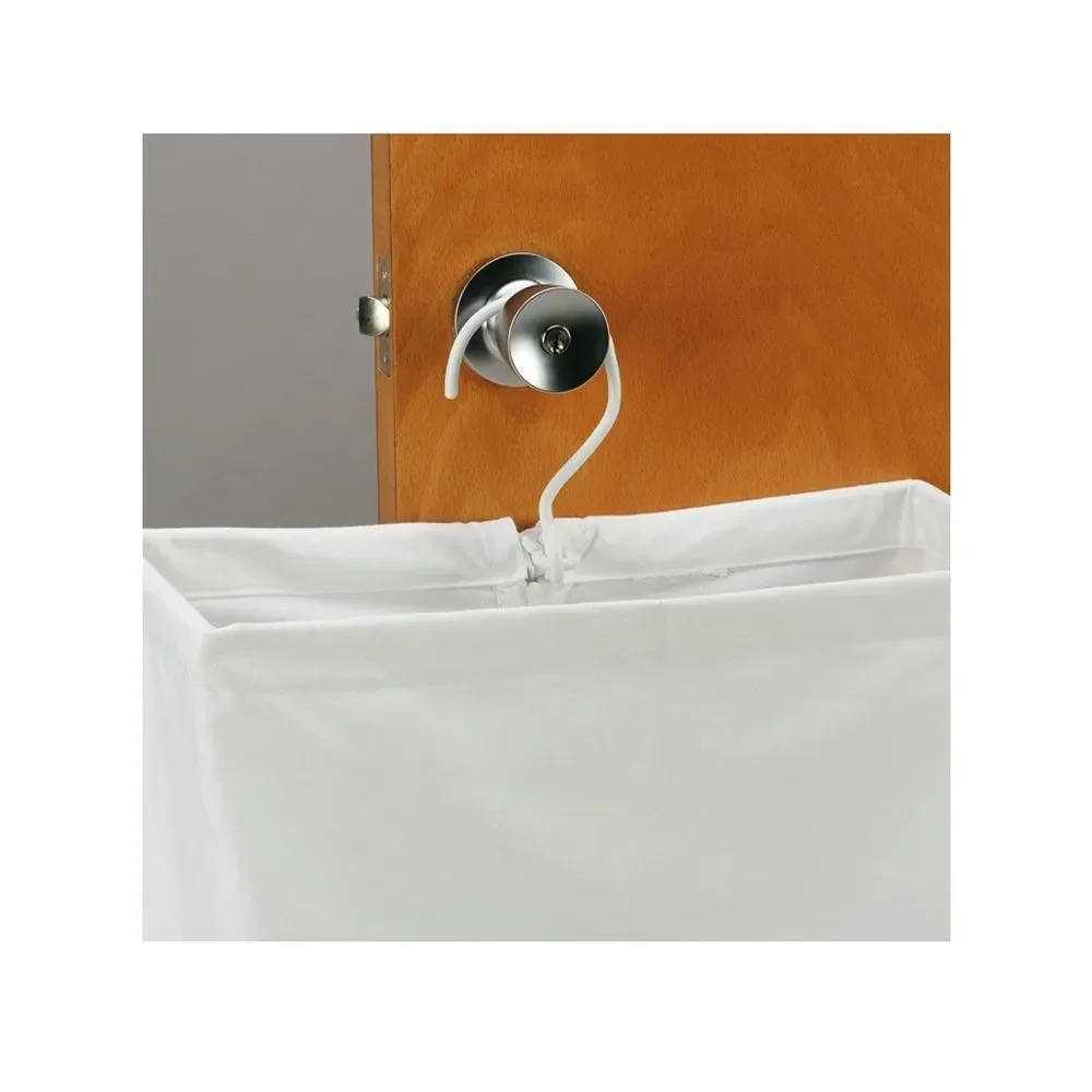 - Hanging Cotton Canvas Laundry Hamper Bag | White, 6" x 16" x 27" (Length… - Picture 5 of 12
